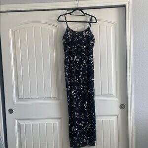 Papell Boutique Black and White Floral Maxi Dress